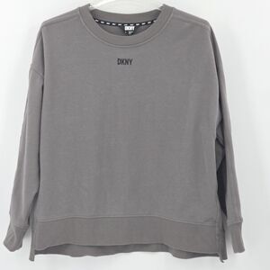 DKNY Fleece Sweatshirt Womens Size Large Gray Athletic Workout Fall Winter